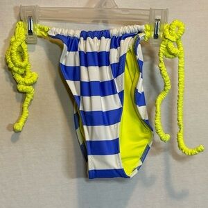 AA-311 Aerie NWT Cheekiest Side Tie Blue & White Stripe Bikini‎ Bottom Size XL